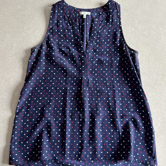 Joie Aruna Playing Cards Navy Silk Printed Tank Blouse ASO Elena Gilbert - Picture 3 of 10